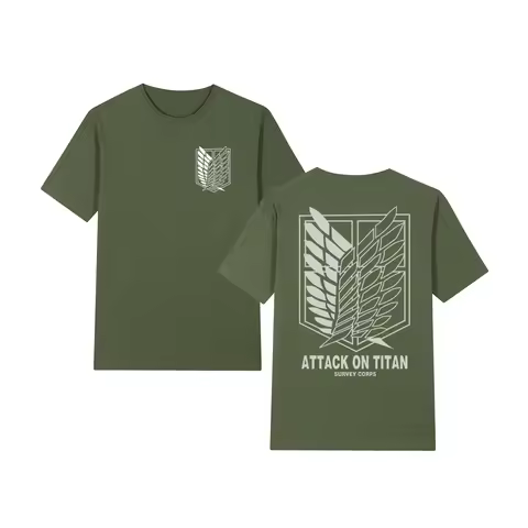 Attack On Titan Survey Corps Rival Levi Eren Yeager mikasa ackerman Vintage T-shirt Cotton Men T shi