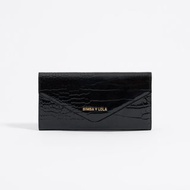 西班牙 BIMBA Y LOLA 黑色鱷魚紋亮面皮革 信封型 銀包