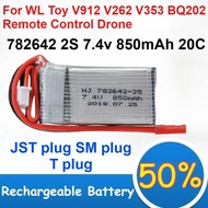 782642 Lithium Polymer Battery 2S 7.4v 850mAh 20C for WL Toy V912 V262 V353 BQ202 Remote Control Dro