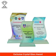 8001(GB) Crystal Glass Award Trophy Plaque (HADIAH SUKAN DAN HADIAH ANUGERAH CEMERLANG) Plak cenderahati