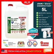 ALX Malaysia SANCORA 5L [NO Alcohol] 1 Second Kill 99.99% Disinfectant NO Alcohol Sanitizer Liquid Spray Surface Sanitiser Wipe Nano Mist Atomizer Spray Gun 消毒剂 [READY TO USE]