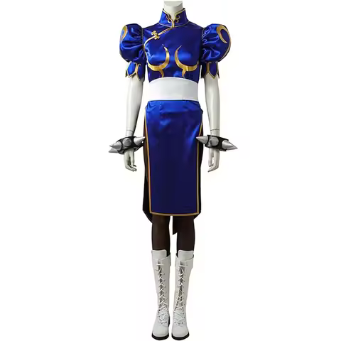 Game Chun Li Cosplay Costume Women Fighter Cosplay Dress Cheongsam
