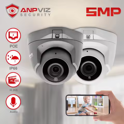 Anpviz 5MP POE IP Camera Indoor Mini Dome Security Video Surveillance Audio Built-in Mic H.265 Video
