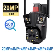 LS VISION กล้องวงจรปิด Wi-Fi 6K สามเลนส์12MP 10X ไฮบริดออปติคอลซูมกันน้ำได้กล้องรักษาความปลอดภัยสำหร