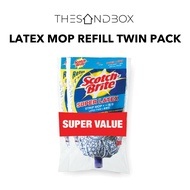 3M Scotch Brite Latex Mop Refill Twin Pack [ Easy-to-Install Premium Quality Floor Cleaning Replacement Heads ]