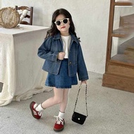 Baju Kanak-Kanak Perempuan nyonya kebaya set kids Jaket denim gaya barat gadis baru musim bunga, ata
