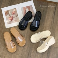 Women's Clear Strap Wedge Slides Platform Heightening Versatile Fashion Slippers