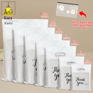 white thank you plastic bag 97~100 pcs per pak for packing give