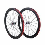 RS 700C Carbon Fiber Wheelset Disc Brake Thru Axle 12*100 12*142mm 4 Bearing Colorful Hub  Straight Pull Spokes 50mm Road Bike Wheels Rim