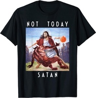 Not Today Satan Jesus vs Satan in O-Neck T Shirt Man/Woman Short Sleeve Tees Tops Dropshipping