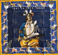 🐴Hermes 第一代 Wash Scarf PANI LA SHAR PAWNEE Silk Wash Scarf 90 cm 圍巾絲巾 2018 Designed by Kermit Oliver MARINE / BLEU ROYALE / ORANGE