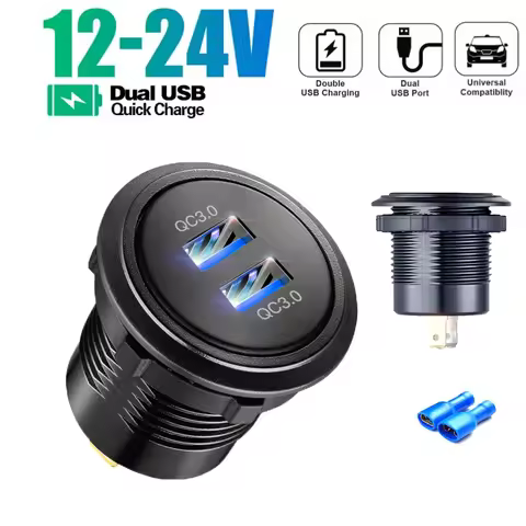 12 volt usb socket usb socket quick charge 3 0 USB Outlet PD USB-C & Two QC3.0 Ports For Boat Marine