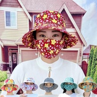 【🔥หมวกกันแดดหน้ากากกันแดดแบบบูรณาการสำหรับฤดูร้อนหมวก Topi Bucket ผู้หญิงกลางแจ้งกันฝุ่นระบายอากาศได้หมวกเก็บชา