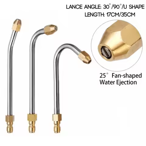 30° /90° High Pressure Power Water Gun Extension Spray Wand Nozzle 1/4" U-Shape Angled Lance Cleanin