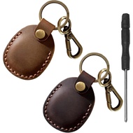 Airtag Holder Keychain-Genuine Leather Airtag Keychain Holder 2 Pack,Handmade Air Tag Case Scratch-R