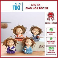 Mô Hình Tiểu Cảnh "4 Chú Tiểu Đội Nón Rơm Cầm Kỳ Thi Họa " Trang Trí Sen Đá, Sân Vườn/ Chậu Cây, DYI