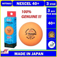 Nittaku Ball 3-Star Nexel 40+ Table Tennis Balls Bola Ping Pong 3 pcs in box