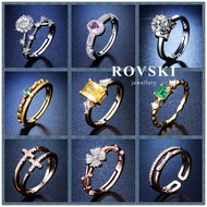 ROVSKI Fashion Korean Jewelry 50 Designs Cincin Perak Emas Perempuan Silver 925 Original Gold Plated Rose Gold Women Ring Adjustable Rings Shine Like A Diamond Ready Stock
