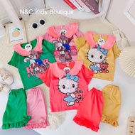 Girl Pyjamas Satin Short Sleeves | Baju Tidur Budak Perempuan | Girl Sleepwear | Baju Tidur baby Girl Pyjamas Kids Girl