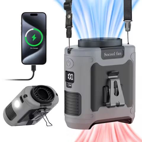 Socool 10000mAh Waist Fan Portable Handheld Hanging Neck Fan Ultra-Strong Wind with Phone Charging L