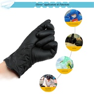 100Pcs Disposable Black Nitrile Gloves Powder-free Non-Sterile Three Sizes S M L
