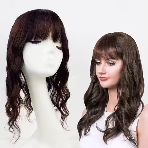 Virgin European Human Hair Topper with Fringe Silk Base Skin Scalp Top Toupee Pony Fine Hair Pieces 