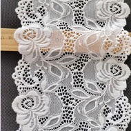 1meter Lace Lebar 6inchi Wide Elastic lace Black white lace bergetah chemical lace Border lace Hitam