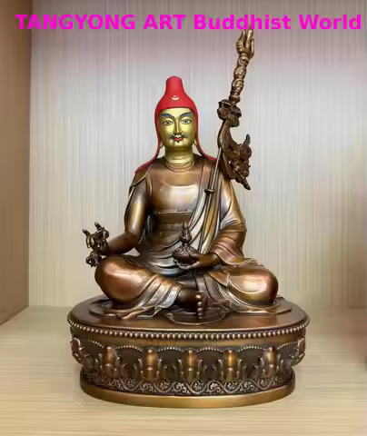 Special supply TOP Handmade god image Red Hat holy Padmasambhava copper Rinpoche statue Buddhist lam