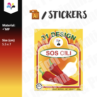 Customise sos cili label sticker chilli sauce bottle company stickers printing design AI file Illust
