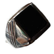 Cincin Batu Akik Black Onyx Kotak Ring Monel
