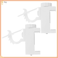 huyisheng  2 Pcs No Drill Curtain Rod Holder Hangers Clip-On Bracket Hook Hooks for Rods