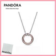[Duty Free] Pandora 100% Latest S925 Pure Silver Jewelry Pandora Signature Two tone Logo & Pavé Neck