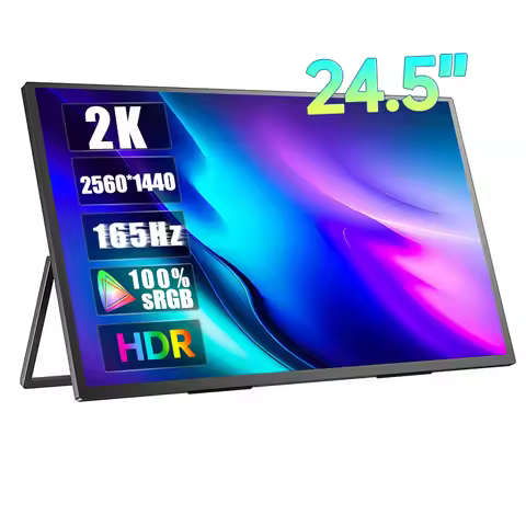 24.5 Inch 2K 165Hz Portable Monitor 2560*1440P 100%sRGB Gaming Display With VESA & Stand 180° Adjust