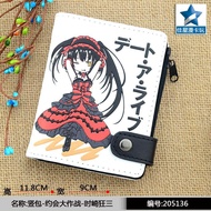 DATE A LIVE Tokisaki Kurumi กระเป๋าสตางค์แบบมีซิปการ์ตูนอนิเมะเด็กกระเป๋าสตางค์แนวตั้งหนังพียูสั้นนั