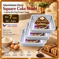 Aluminium Deep Square Cake Mould - 7 / 8 / 9 / 10 Inch | Loyang Kek Segi-empat (4 Sizes)
