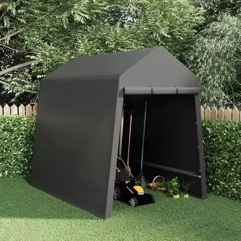 6x8 Outdoor Storage Shed with Zipper Vents, Heavy Duty Waterproof Carport and UV-Resistant Portable 
