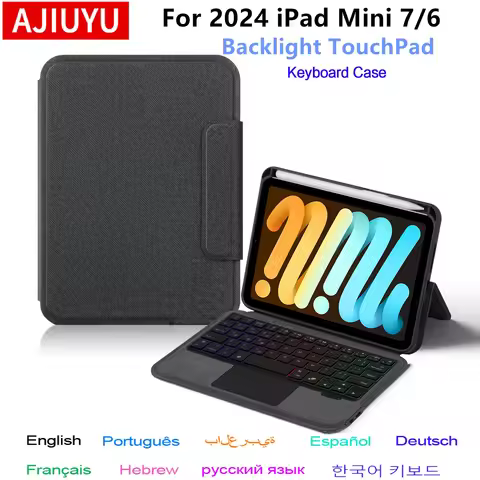 Backlight Keyboard for iPad Mini 7 Case Mini 2024 A17 Pro 8.3 inch Folio Cover Smart Keyboard with T