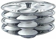 Stainless Steel Non Stick Idli Plates, Idli Maker, Idli Stand with Holes for Pressure Cooker (4 Layer)
