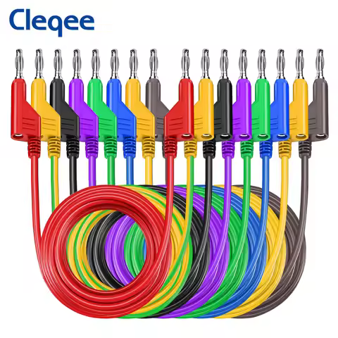 Cleqee 8PCS Dual 4mm Stackable Banana Plug Test Leads Silicone Cable Wires 3.3ft/1m for Multimeter E