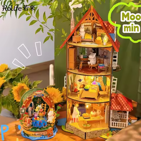 Rolife Moomin House Series Building Blocks Moomin Mama Kitchen Dining Room Assembled Model Toys Desk