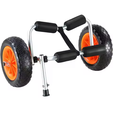 Heavy Duty Kayak Cart 250lbs Load Capacity Foldable Canoe Trolley Cart with 10'' Solid Tires Nonslip