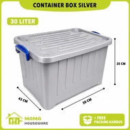 Large 90L 30L Silver Grey Container Box Storage Box with Wheels - Plastic Storage Box