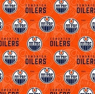 Edmonton Oilers Fabric – Officially Licensed NHL Edmonton Oilers Cotton Quilting Fabric by Sykel Ent