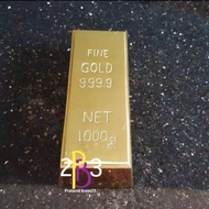 Fine Gold 999.9 / Miniatur Emas Batangan Bahan Kuningan Asli