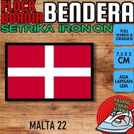 Hurry up and attack] IRON-ON Flock IRON-ON Emblem Badge Patch - MALTA [22] Square List Outline BLACK