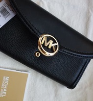 全新美國正品MICHAEL KORS 信封 翻蓋長夾 皮夾 MK圓金Logo