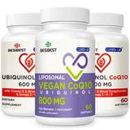 Besibest CoQ10 600mg 2PCS Bundle with 800mg Liposomal CoQ10 Ubiquinol Supplement 1PCS