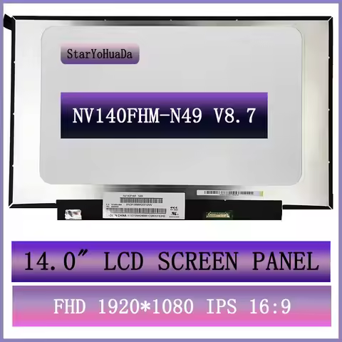 14" Slim LED matrix NV140FHM-N49 V8.7 laptop lcd screen panel 1920*1080 FHD IPS 45%NTSC 30 pins EDP
