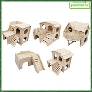 [GazechimpecMY] Wooden Hamster House Detachable Hamster Hideout for Lemmings Hamster Mouse