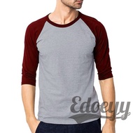 Maroon 3/4 Sleeve Raglan T-Shirt / Plain 3/4 Raglan Shirt / Three Quarter Sleeve Raglan / 3 Per 4 Ra